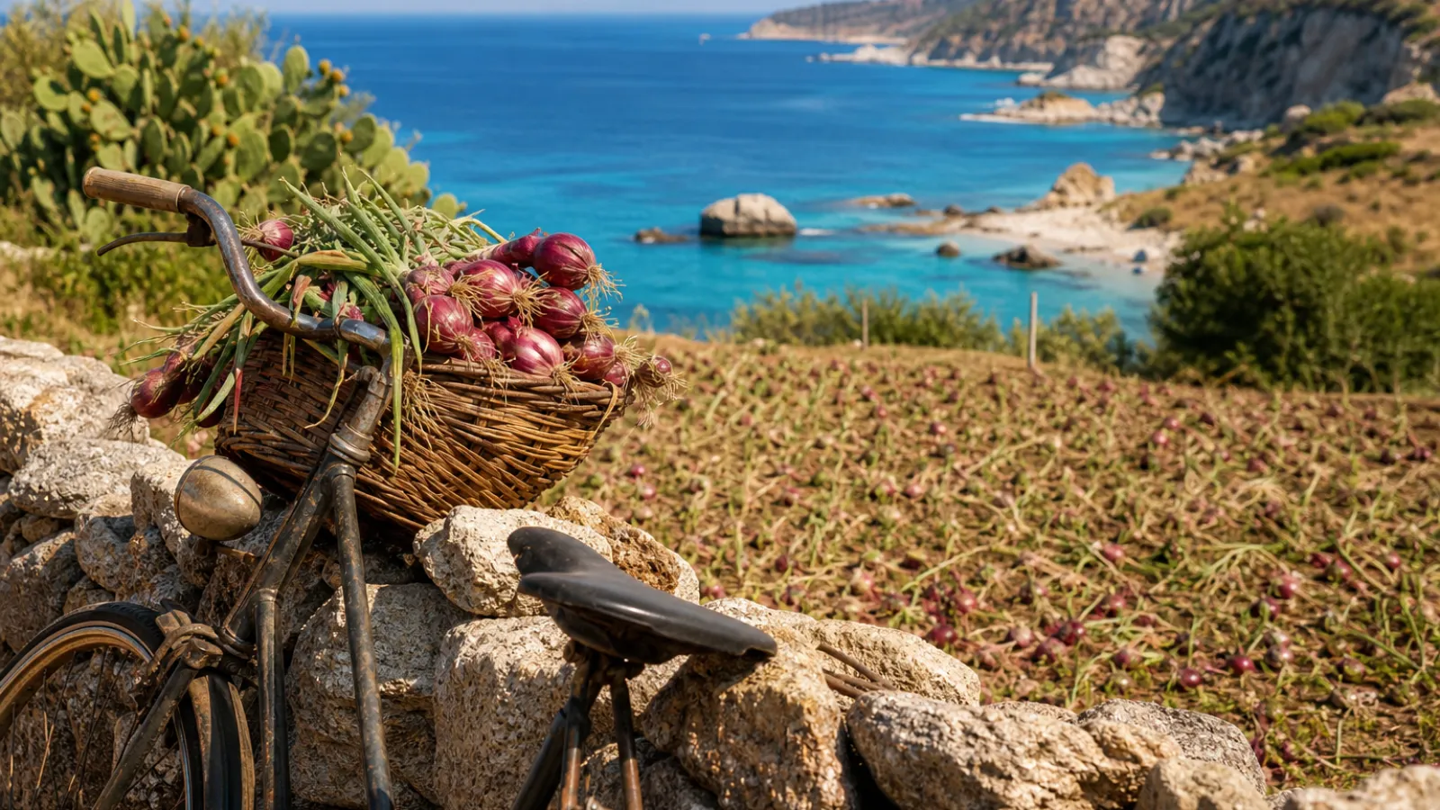Dettaglio di bicicletta lungo la strada panoramica verso Capo Vaticano