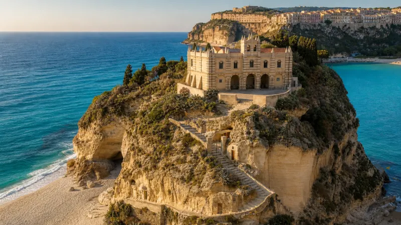 Santa Maria dell'Isola Tropea sul promontorio a picco sul mare Tirreno